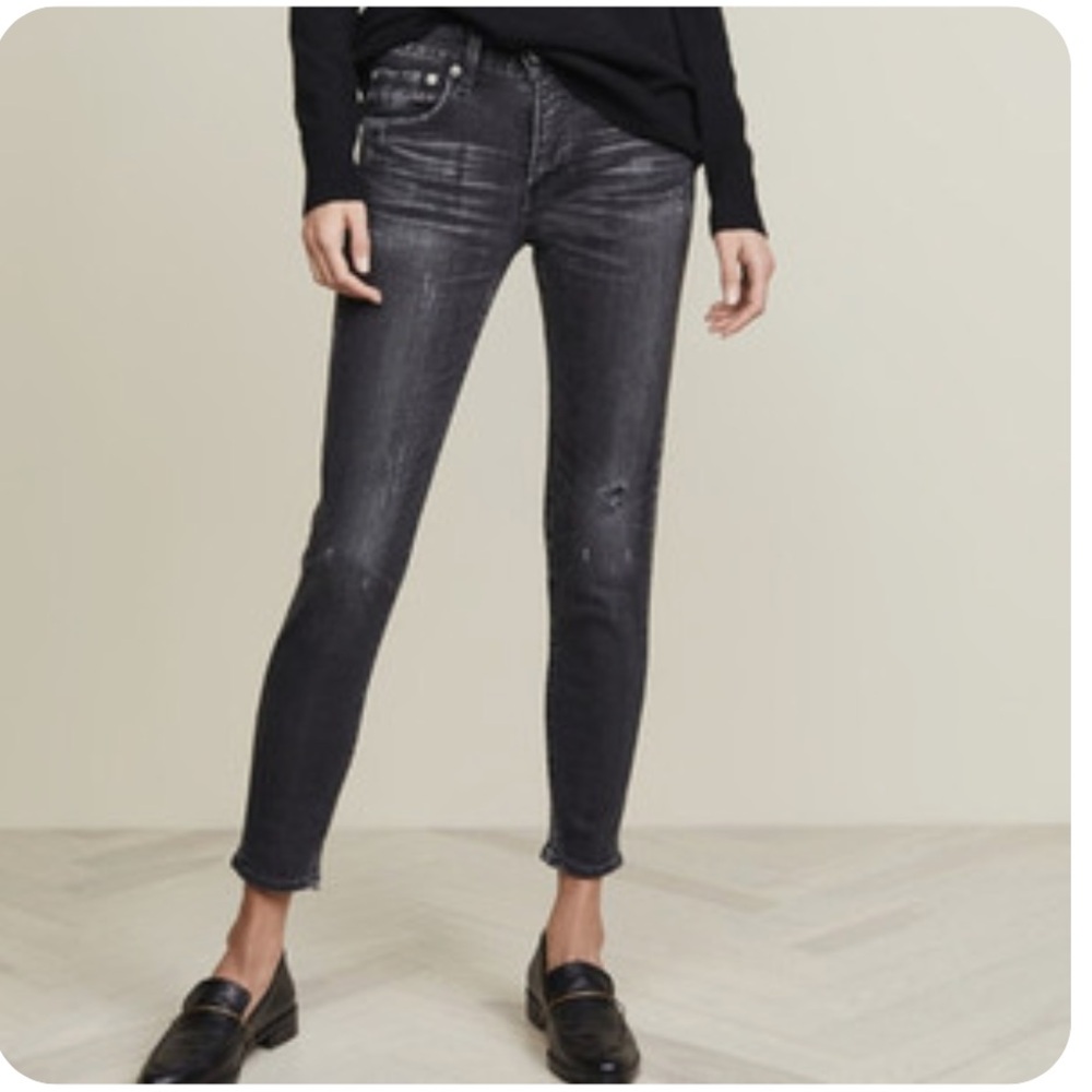 Moussy Vintage Velma Faded Black Distressed Skinny Jeans - Size 25